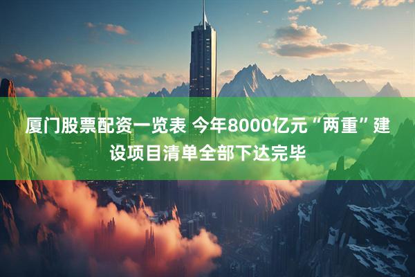 厦门股票配资一览表 今年8000亿元“两重”建设项目清单全部下达完毕